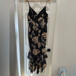 Darling Daylily Black Floral Print High-Low Maxi Dress